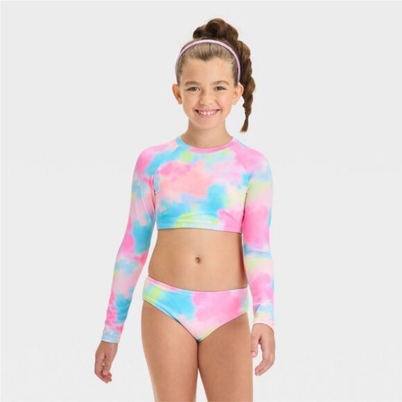 CAT & JACK Kids Colorful Tie-Dye Swim TOP - Picture 1 of 3